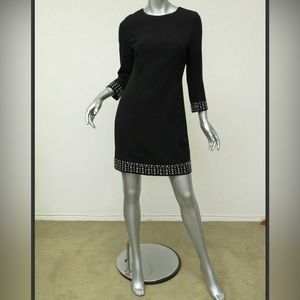 🖤MICHAEL 🖤KORS 🖤 STUDDED HEM SHIFT DRESS BLACK PONTE SIZE 6🖤